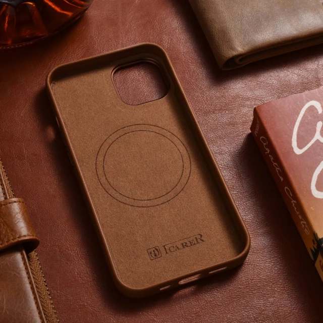 Чохол iCarer Leather Cover Case для iPhone 14 | 13 Brown with MagSafe (WMI14220705-BN)