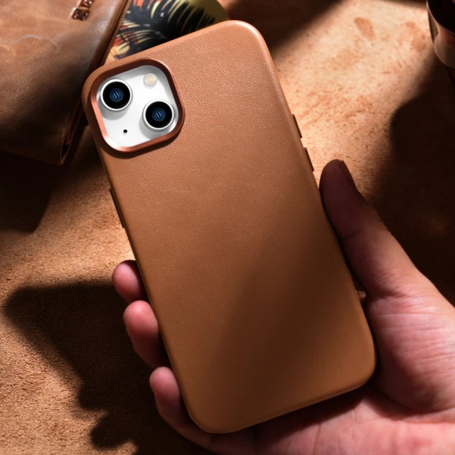 Чохол iCarer Leather Cover Case для iPhone 14 | 13 Brown with MagSafe (WMI14220705-BN)