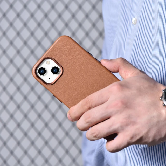 Чохол iCarer Leather Cover Case для iPhone 14 | 13 Brown with MagSafe (WMI14220705-BN)