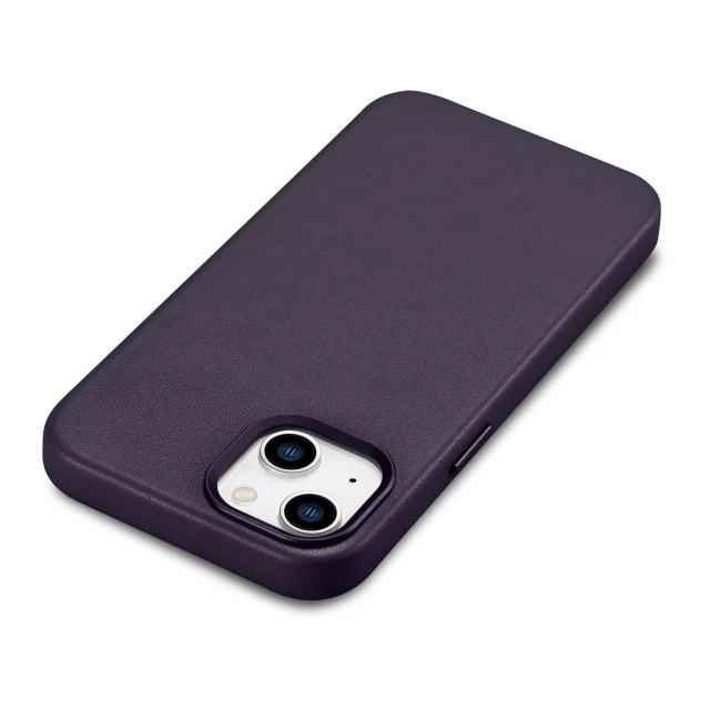 Чохол iCarer Leather Cover Case для iPhone 14 | 13 Dark Purple with MagSafe (WMI14220705-DP)