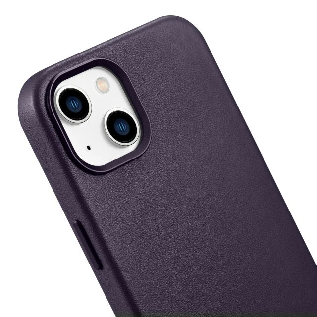 Чохол iCarer Leather Cover Case для iPhone 14 | 13 Dark Purple with MagSafe (WMI14220705-DP)