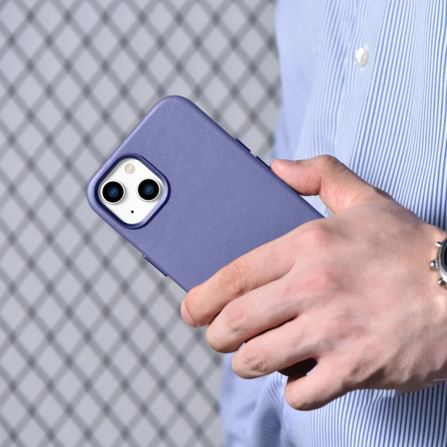 Чохол iCarer Leather Cover Case для iPhone 14 | 13 Light Purple with MagSafe (WMI14220705-LP)