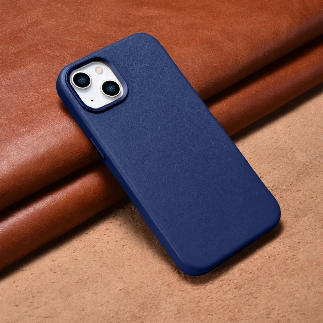 Чохол iCarer Leather Cover Case для iPhone 14 | 13 Blue with MagSafe (WMI14220705-BU)