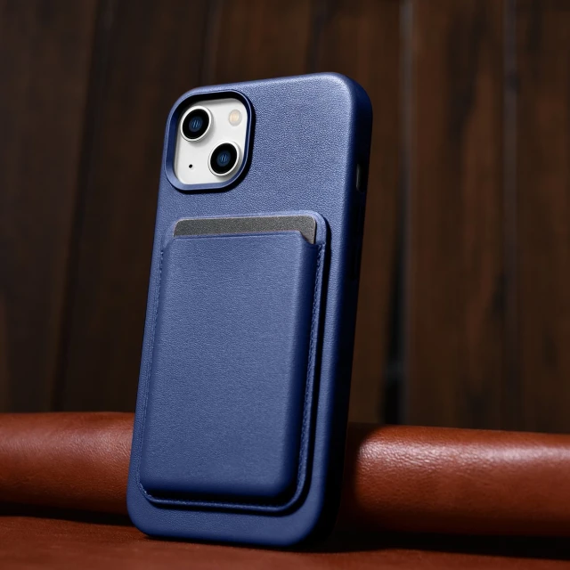 Чохол iCarer Leather Cover Case для iPhone 14 | 13 Blue with MagSafe (WMI14220705-BU)