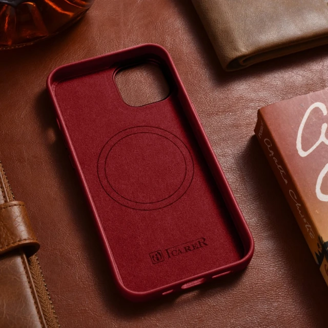Чохол iCarer Leather Cover Case для iPhone 14 Plus Red with MagSafe (WMI14220707-RD)