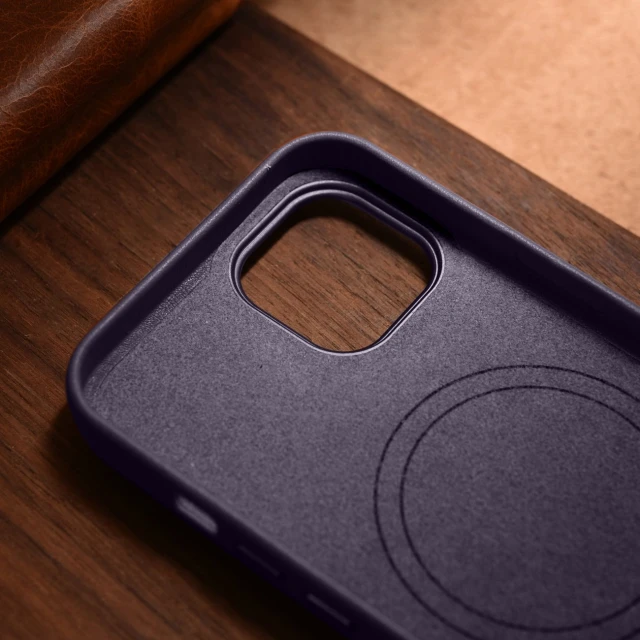 Чохол iCarer Leather Cover Case для iPhone 14 Plus Dark Purple with MagSafe (WMI14220707-DP)