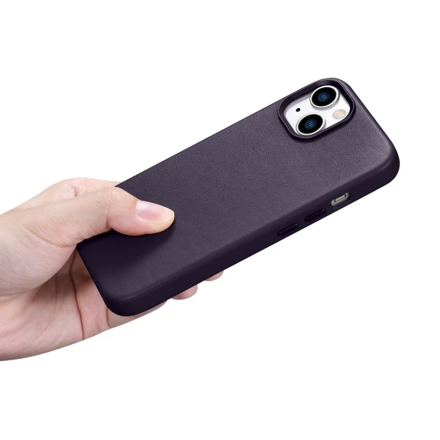 Чохол iCarer Leather Cover Case для iPhone 14 Plus Dark Purple with MagSafe (WMI14220707-DP)