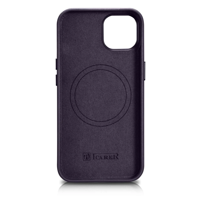 Чохол iCarer Leather Cover Case для iPhone 14 Plus Dark Purple with MagSafe (WMI14220707-DP)