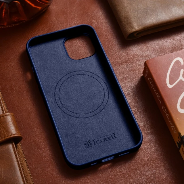 Чохол iCarer Leather Cover Case для iPhone 14 Plus Blue with MagSafe (WMI14220707-BU)