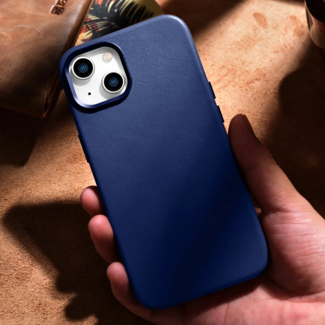 Чохол iCarer Leather Cover Case для iPhone 14 Plus Blue with MagSafe (WMI14220707-BU)