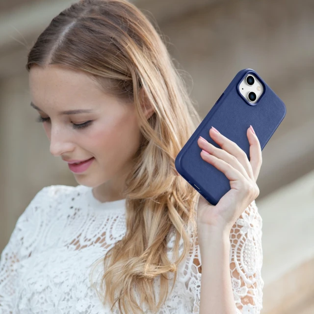 Чохол iCarer Leather Cover Case для iPhone 14 Plus Blue with MagSafe (WMI14220707-BU)