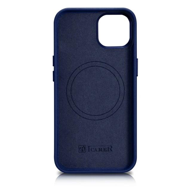Чохол iCarer Leather Cover Case для iPhone 14 Plus Blue with MagSafe (WMI14220707-BU)