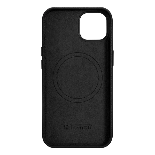 Чохол iCarer Litchi Premium Leather Case для iPhone 14 | 13 Black with MagSafe (WMI14220709-BK)