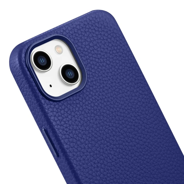 Чохол iCarer Litchi Premium Leather Case для iPhone 14 | 13 Dark Blue with MagSafe (WMI14220709-DB)