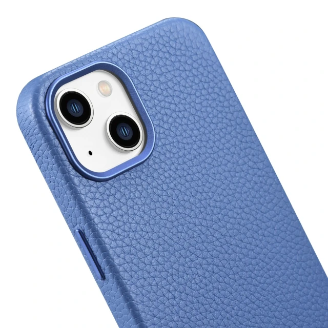 Чохол iCarer Litchi Premium Leather Case для iPhone 14 | 13 Light Blue with MagSafe (WMI14220709-LB)