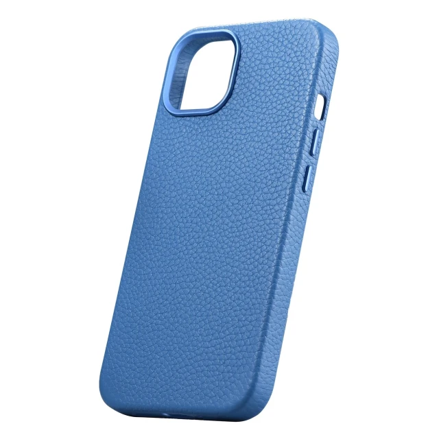 Чохол iCarer Litchi Premium Leather Case для iPhone 14 | 13 Light Blue with MagSafe (WMI14220709-LB)