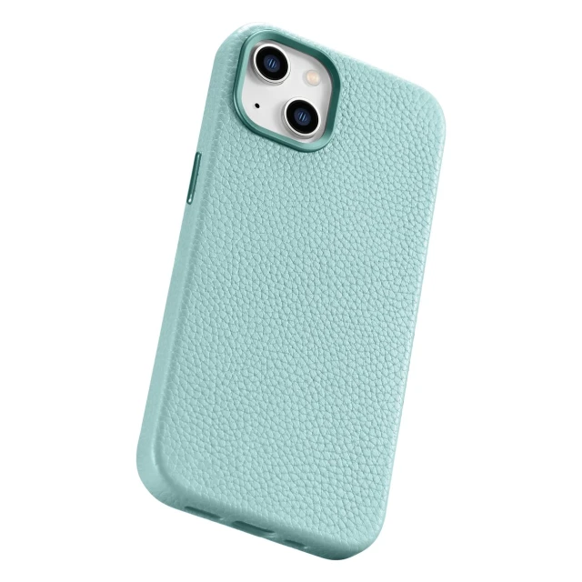 Чохол iCarer Litchi Premium Leather Case для iPhone 14 | 13 Green with MagSafe (WMI14220709-GN)