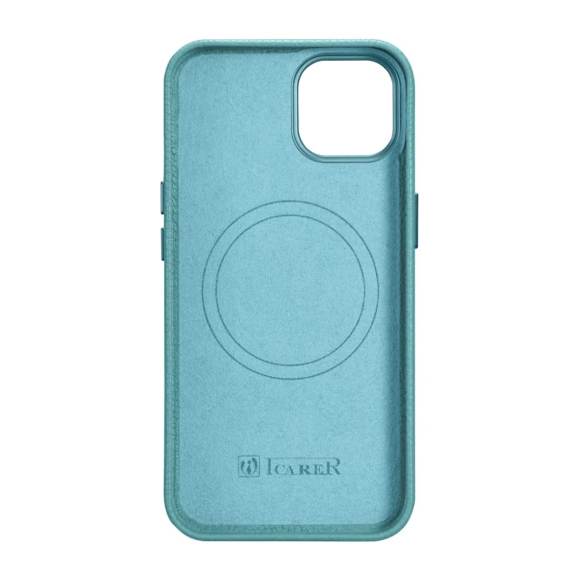 Чохол iCarer Litchi Premium Leather Case для iPhone 14 | 13 Green with MagSafe (WMI14220709-GN)