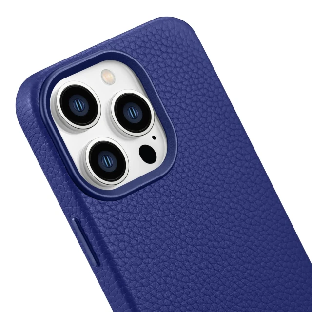 Чохол iCarer Litchi Premium Leather Case для iPhone 14 Pro Dark Blue with MagSafe (WMI14220710-DB)