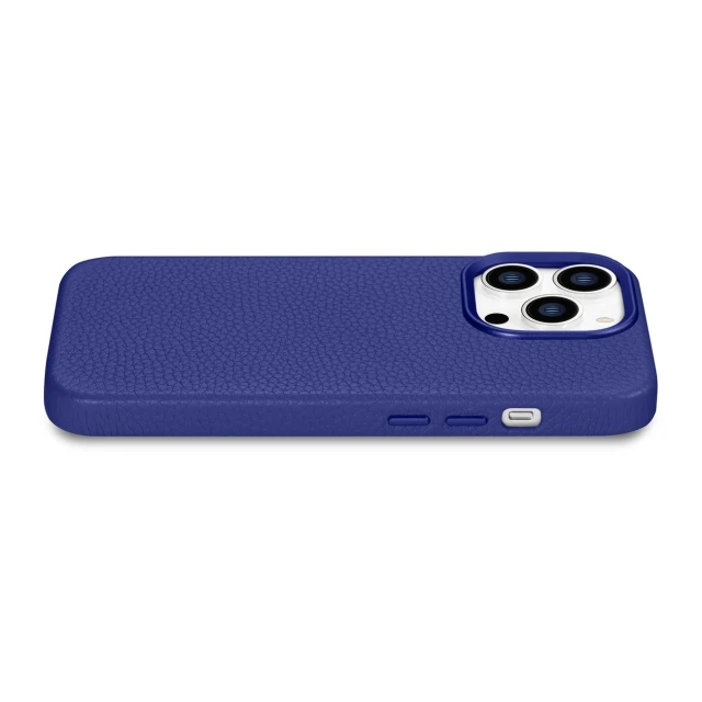 Чохол iCarer Litchi Premium Leather Case для iPhone 14 Pro Dark Blue with MagSafe (WMI14220710-DB)