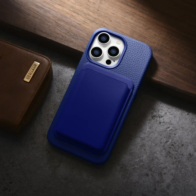 Чохол iCarer Litchi Premium Leather Case для iPhone 14 Pro Dark Blue with MagSafe (WMI14220710-DB)