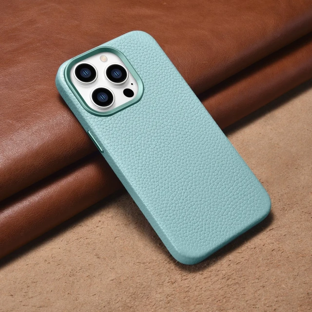 Чохол iCarer Litchi Premium Leather Case для iPhone 14 Pro Green with MagSafe (WMI14220710-GN)