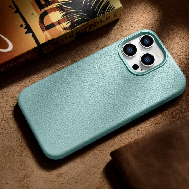 Чохол iCarer Litchi Premium Leather Case для iPhone 14 Pro Green with MagSafe (WMI14220710-GN)