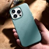Чохол iCarer Litchi Premium Leather Case для iPhone 14 Pro Green with MagSafe (WMI14220710-GN)