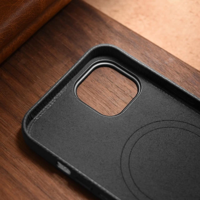 Чехол iCarer Litchi Premium Leather Case для iPhone 14 Plus Black with MagSafe (WMI14220711-BK)