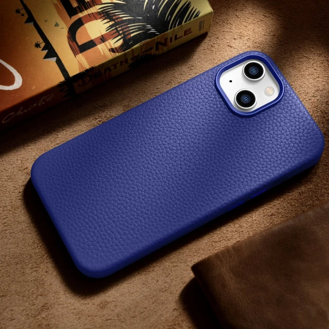 Чохол iCarer Litchi Premium Leather Case для iPhone 14 Plus Dark Blue with MagSafe (WMI14220711-DB)