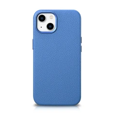 Чохол iCarer Litchi Premium Leather Case для iPhone 14 Plus Light Blue with MagSafe (WMI14220711-LB)