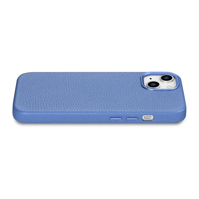 Чохол iCarer Litchi Premium Leather Case для iPhone 14 Plus Light Blue with MagSafe (WMI14220711-LB)