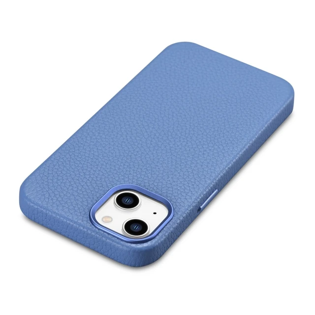 Чохол iCarer Litchi Premium Leather Case для iPhone 14 Plus Light Blue with MagSafe (WMI14220711-LB)