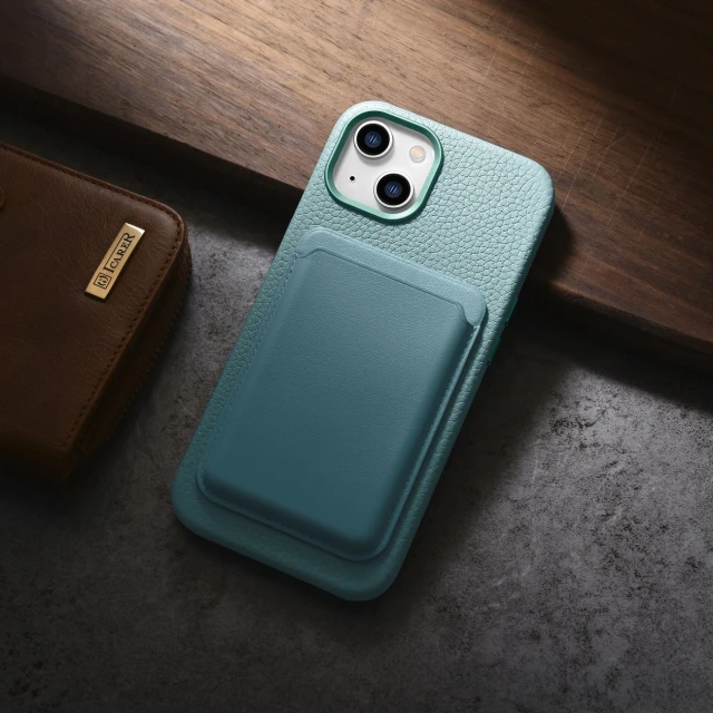 Чохол iCarer Litchi Premium Leather Case для iPhone 14 Plus Green with MagSafe (WMI14220711-GN)