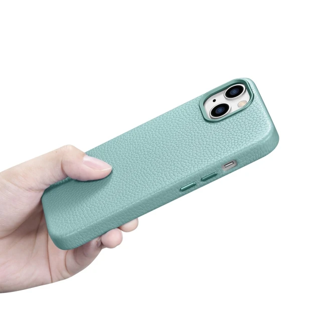 Чохол iCarer Litchi Premium Leather Case для iPhone 14 Plus Green with MagSafe (WMI14220711-GN)