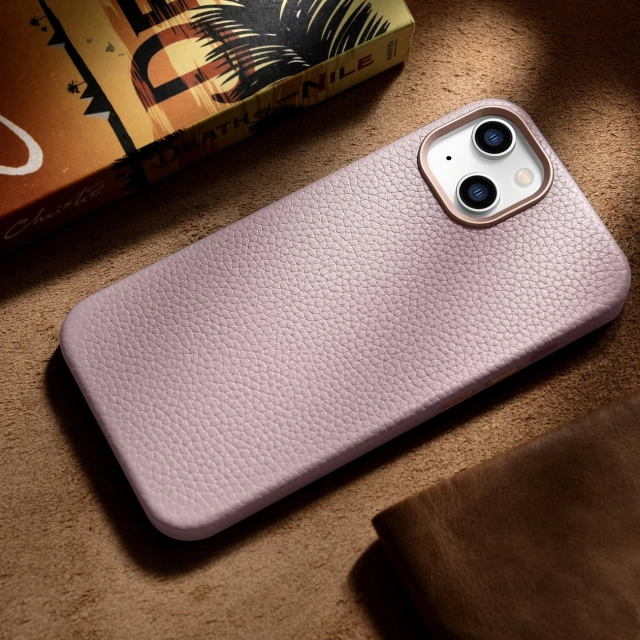 Чохол iCarer Litchi Premium Leather Case для iPhone 14 Plus Pink with MagSafe (WMI14220711-PK)