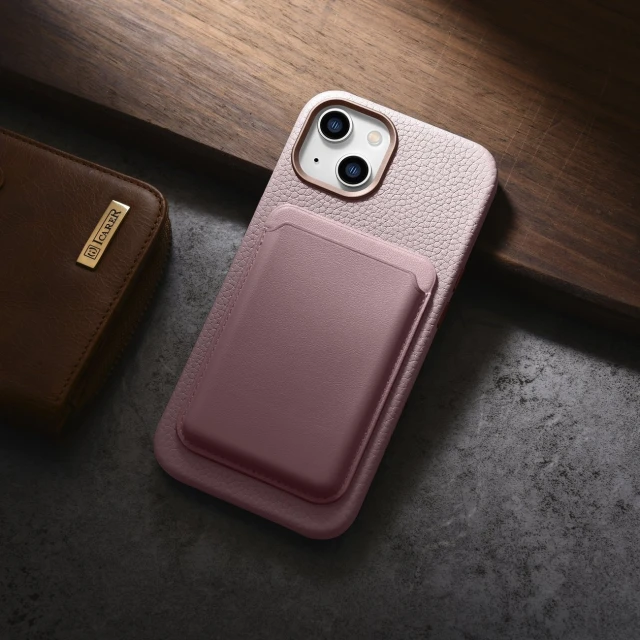 Чохол iCarer Litchi Premium Leather Case для iPhone 14 Plus Pink with MagSafe (WMI14220711-PK)