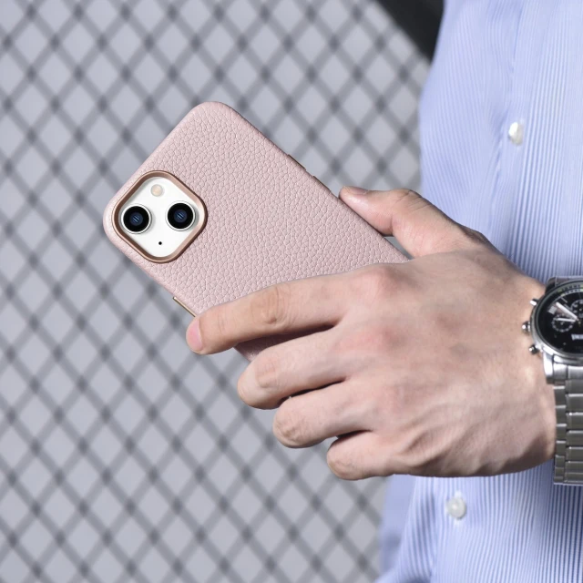 Чохол iCarer Litchi Premium Leather Case для iPhone 14 Plus Pink with MagSafe (WMI14220711-PK)