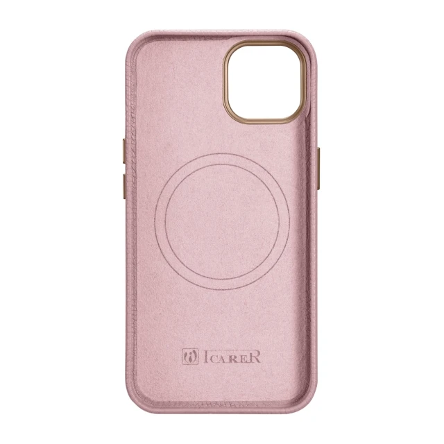 Чохол iCarer Litchi Premium Leather Case для iPhone 14 Plus Pink with MagSafe (WMI14220711-PK)