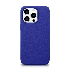 Чехол iCarer Litchi Premium Leather Case для iPhone 14 Pro Max Dark Blue with MagSafe (WMI14220712-DB)