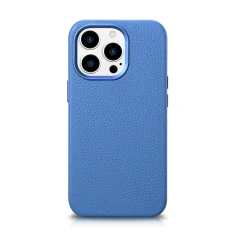 Чохол iCarer Litchi Premium Leather Case для iPhone 14 Pro Max Light Blue with MagSafe (WMI14220712-LB)