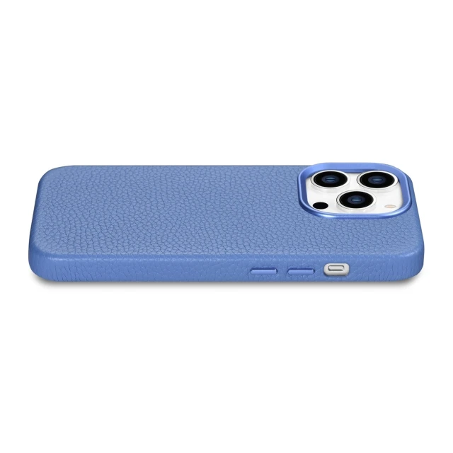 Чохол iCarer Litchi Premium Leather Case для iPhone 14 Pro Max Light Blue with MagSafe (WMI14220712-LB)