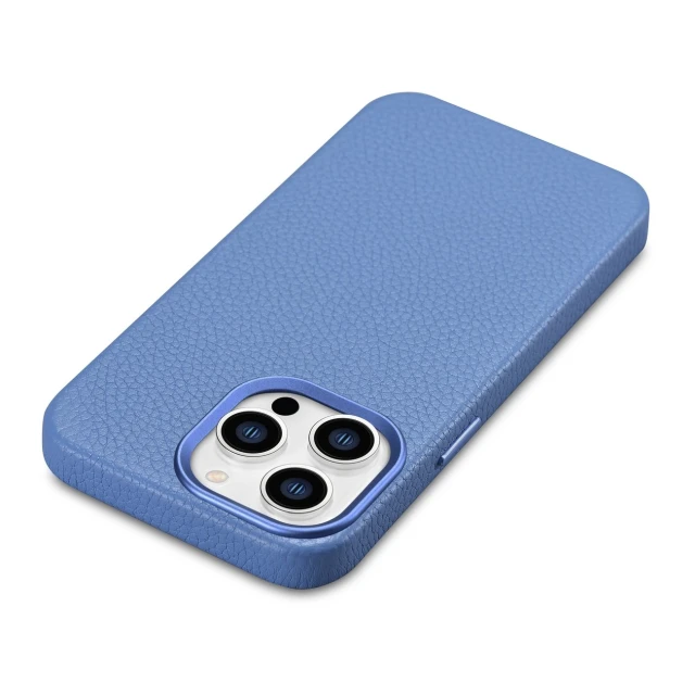 Чохол iCarer Litchi Premium Leather Case для iPhone 14 Pro Max Light Blue with MagSafe (WMI14220712-LB)