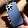Чохол iCarer Litchi Premium Leather Case для iPhone 14 Pro Max Light Blue with MagSafe (WMI14220712-LB)