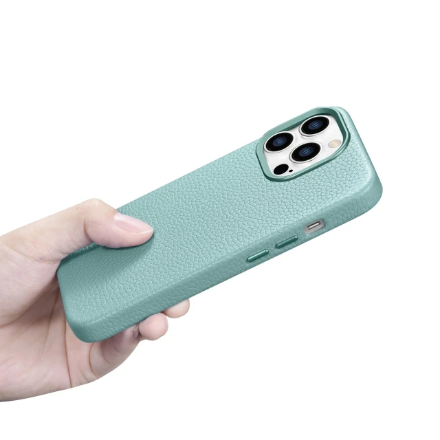 Чохол iCarer Litchi Premium Leather Case для iPhone 14 Pro Max Green with MagSafe (WMI14220712-GN)
