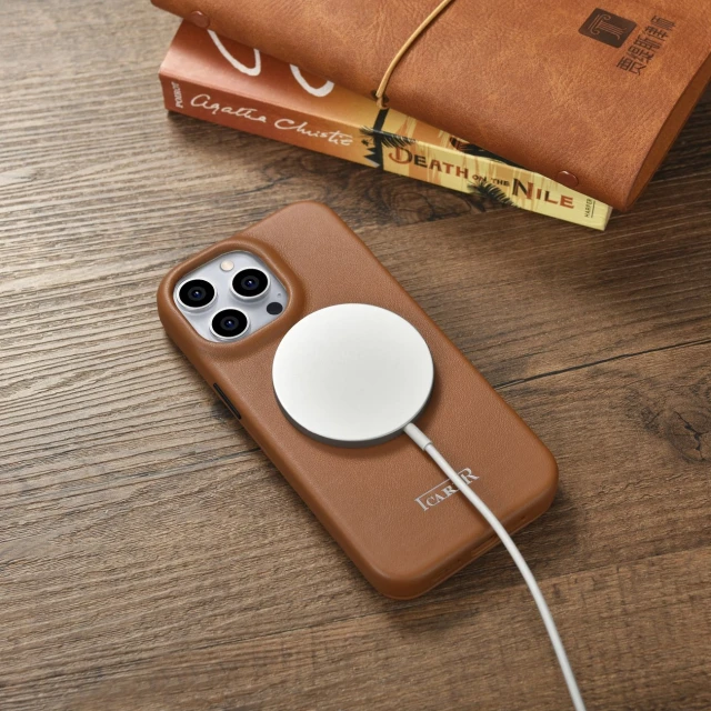 Чохол iCarer CE Premium Leather Folio Case для iPhone 14 Pro Brown with MagSafe (WMI14220714-BN)