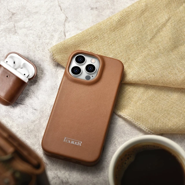 Чохол iCarer CE Premium Leather Folio Case для iPhone 14 Pro Brown with MagSafe (WMI14220714-BN)