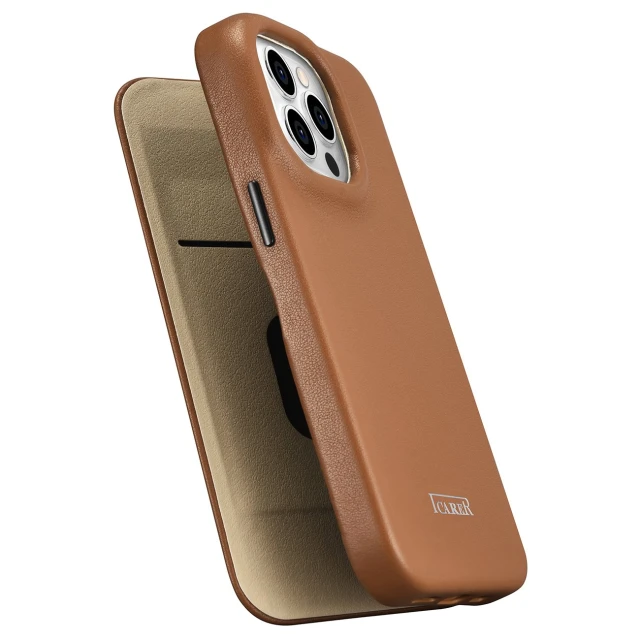 Чохол iCarer CE Premium Leather Folio Case для iPhone 14 Pro Brown with MagSafe (WMI14220714-BN)