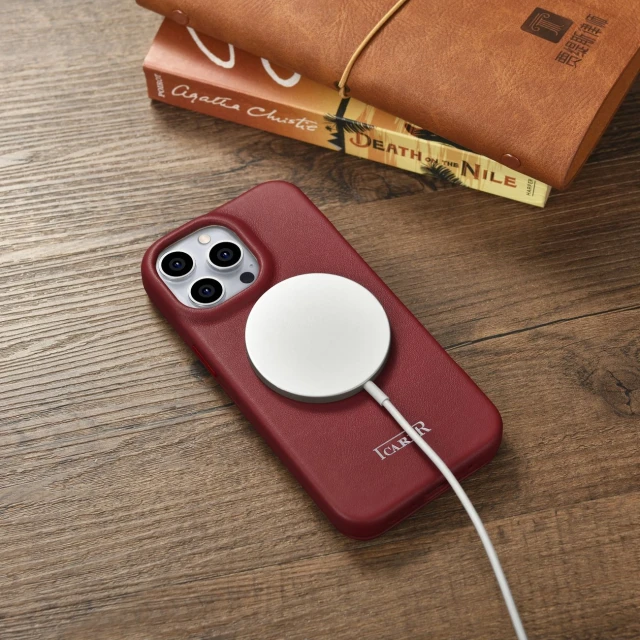 Чехол iCarer CE Premium Leather Folio Case для iPhone 14 Pro Red with MagSafe (WMI14220714-RD)