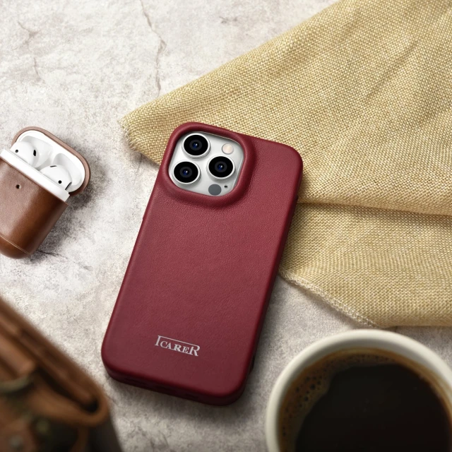 Чехол iCarer CE Premium Leather Folio Case для iPhone 14 Pro Red with MagSafe (WMI14220714-RD)